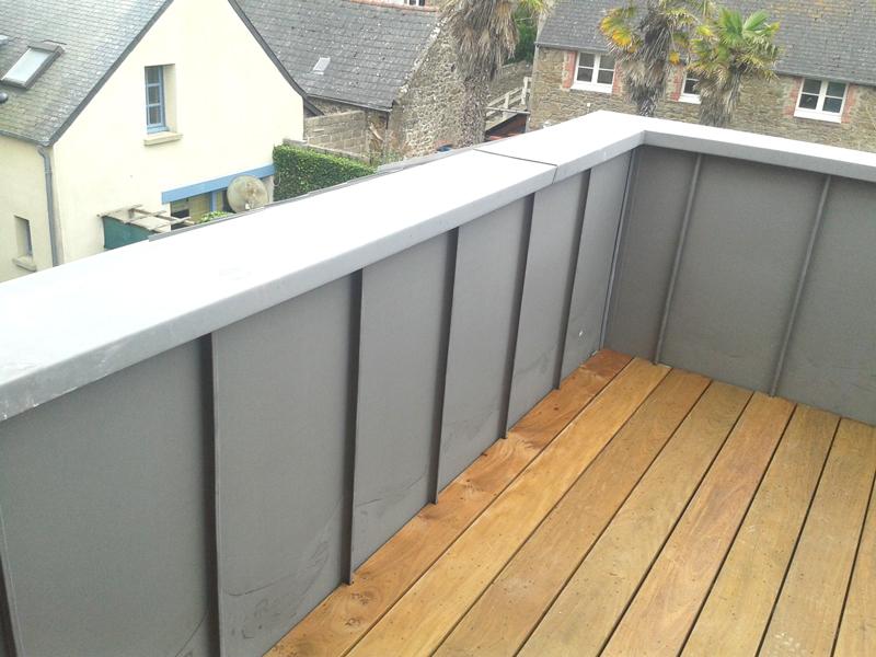 Balcon zinc quartz étanchéité epdm rotheneuf