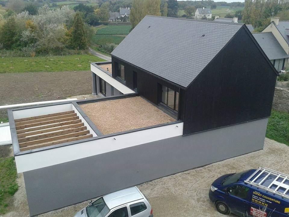 Maison ardoises terrasse étanchéité Cancale